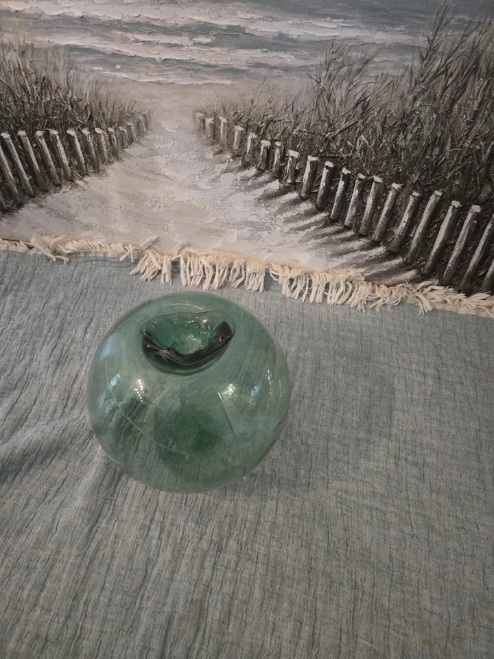 Antique Glass Fishing Float Buoy- Japanese  12" tall & 91cm/36in circumference. - Image 3 of 4