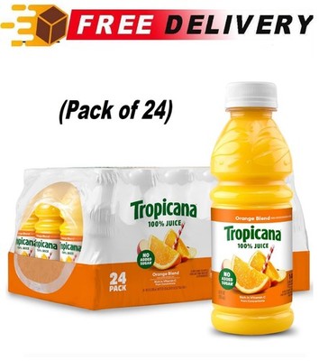 (24 Pack) Tropicana 100% Juice Orange Blend, Vitamin C, No Added Sugar, 10 Fl Oz