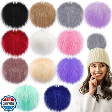 SIQUK 12 Pieces Faux Fur Pom Pom for Hats, 6 Inch Large Faux Fur Pom Pom Ball