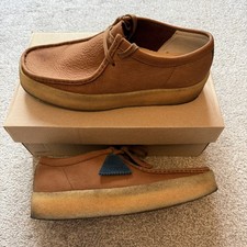 Clarks Wallabee Cup UK 10 Tan Brown Nubuck Men's Shoes with box