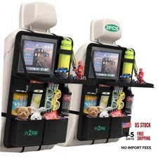Car Backseat Organizer with Tray 2Pack ,13 Storage Pockets with 2pack Black