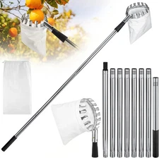 Fruit Picker Pole with Basket Telescoping, 11.5FT Adjustable Fruits Picker Tool