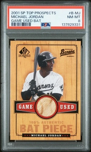 2001 SP Top Prospects Michael Jordan Game Used Bat Piece #B-MJ PSA 8 NM-MT