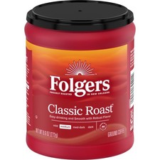 Folgers Classic Roast Ground Coffee Medium Roast Fresh Aroma 9.6 oz Canister