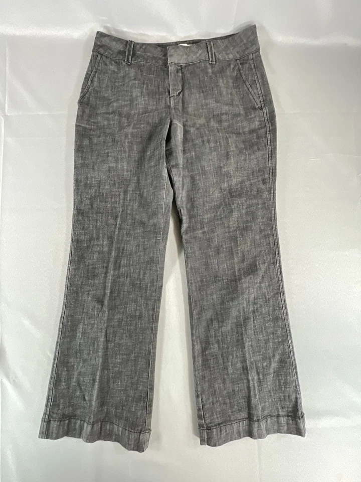 Pantalones Coldwater Creek para mujer Petite 10 gris calce pierna ancha mezcla de lino Foto 2 de 4