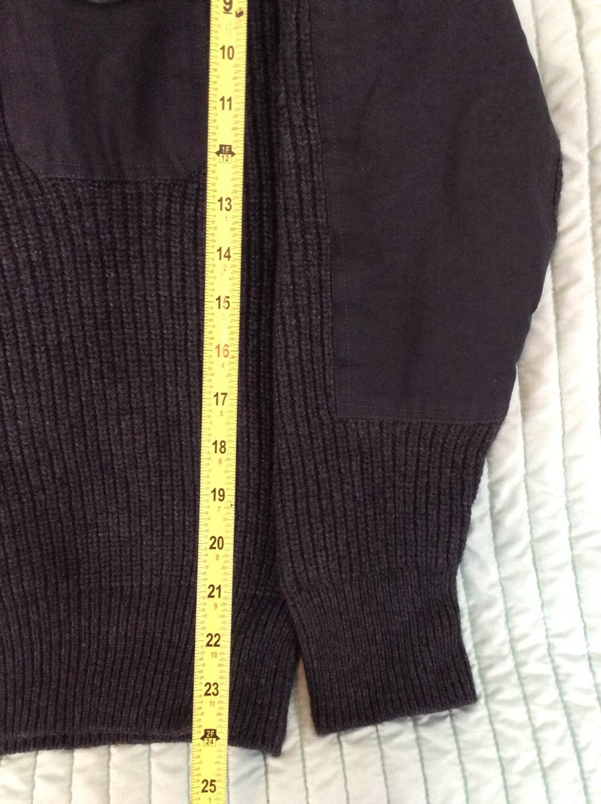 Schott Bros Gray Sweater Mens Medium 100% Cotton Elbow Patch