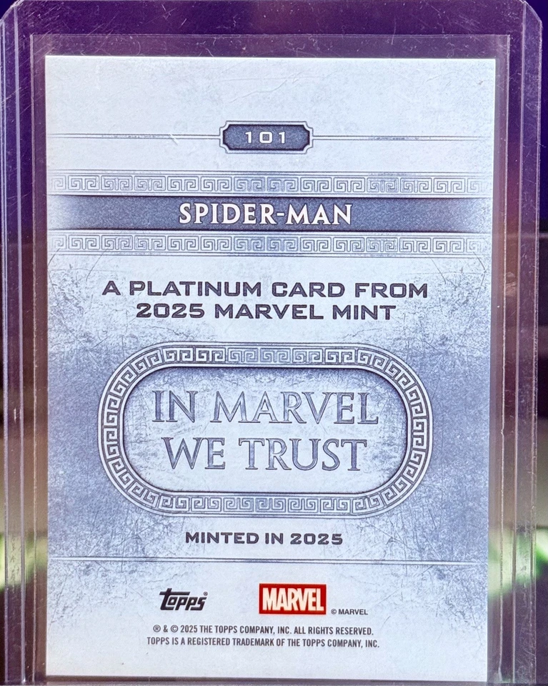 2025 Topps Marvel Mint Spider-Man Platinum Refractor /99 - Image 2 of 2