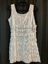 Lulu B Silver And White XL Zebra Print UPF 50 Ruffle Dress