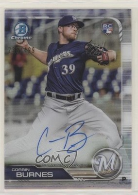 2019 Bowman Chrome Rookie Refractor 235/499 Corbin Burnes #CRA-CB Auto RC 7c5