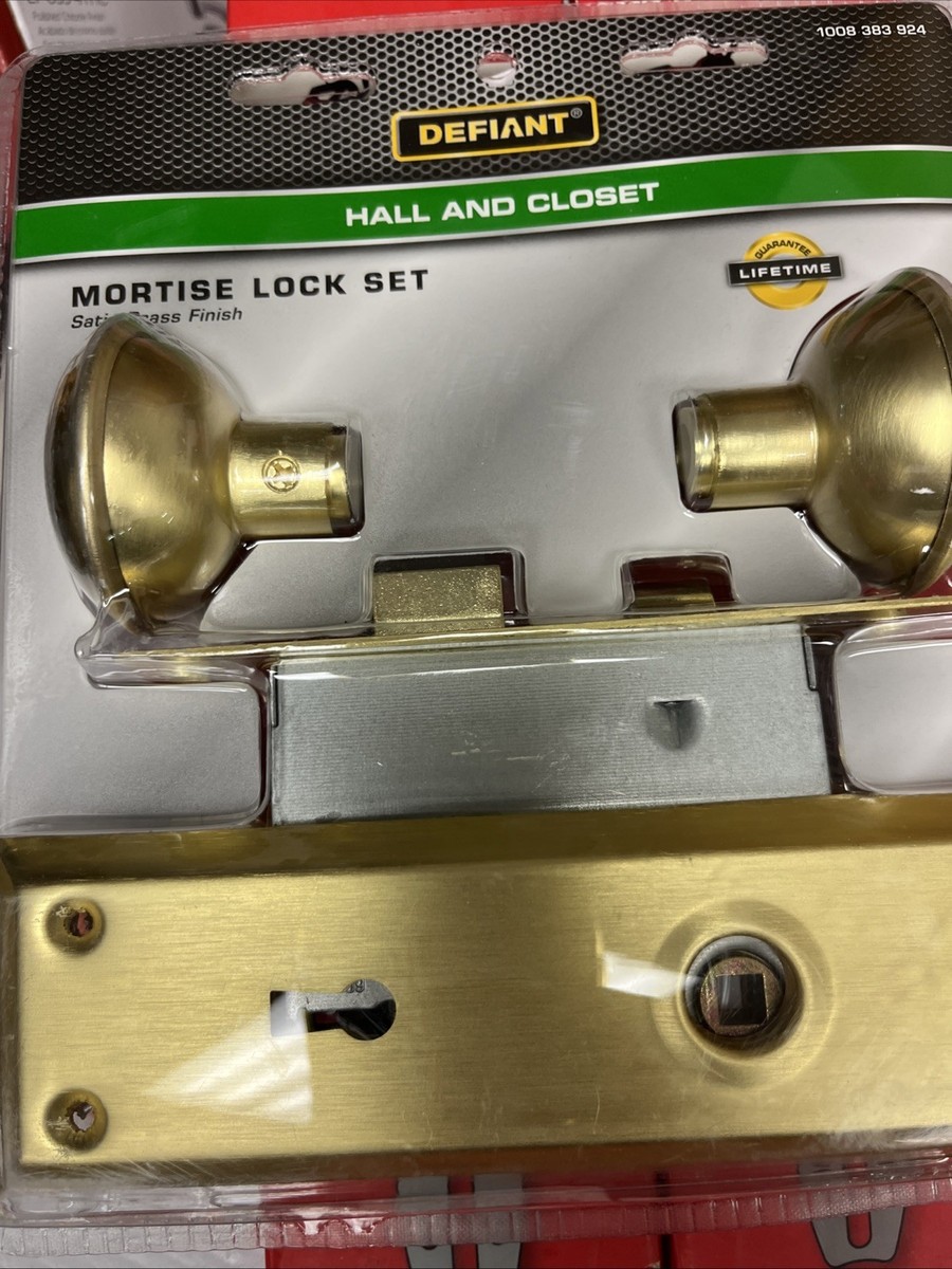 DEFIANT Hall & Closet Mortise Lock Set Satin Brass Finish Knobs