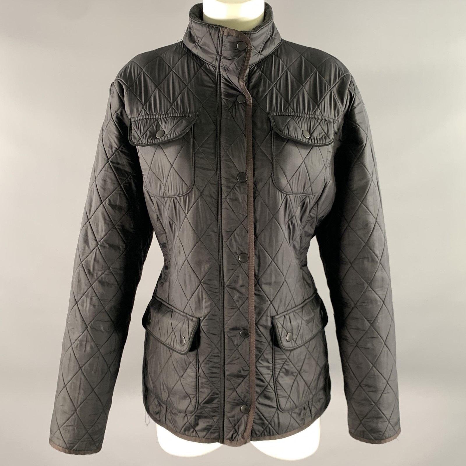BARBOUR Size 12 Black Polyamide Quilted Jacket