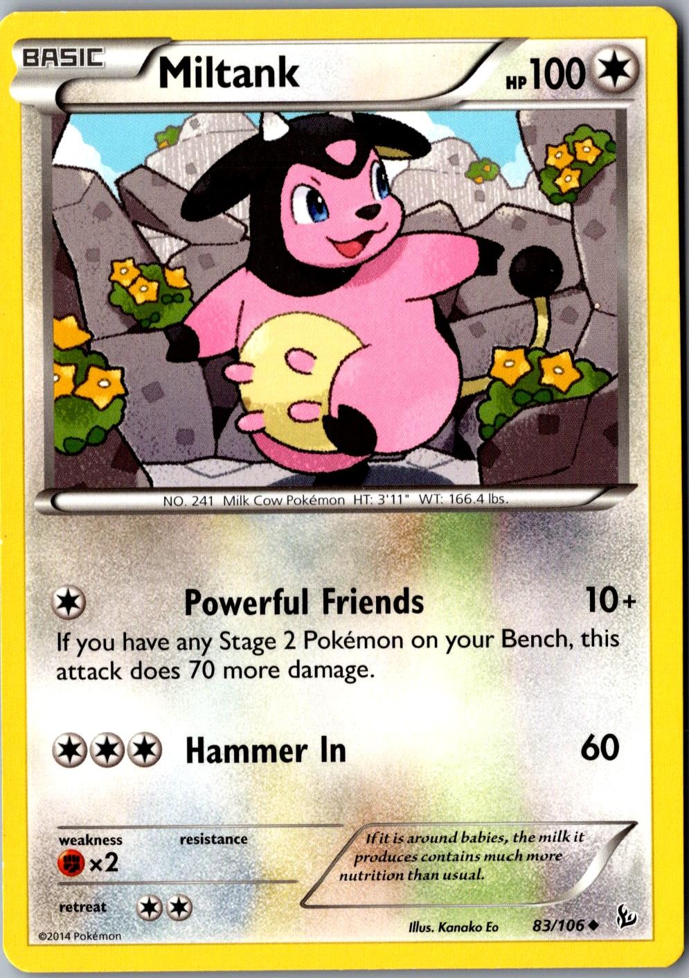 Miltank 83/106 Uncommon XY Flashfire LP Pokemon Card