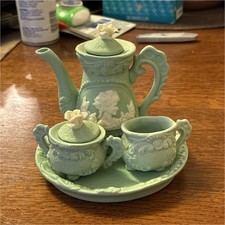Vintage Green Porcelain Miniature Tea Set