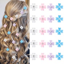 20 PCS Colorful Flower Hair Clips Rhinestone Decorative Pins Wedding Bridal