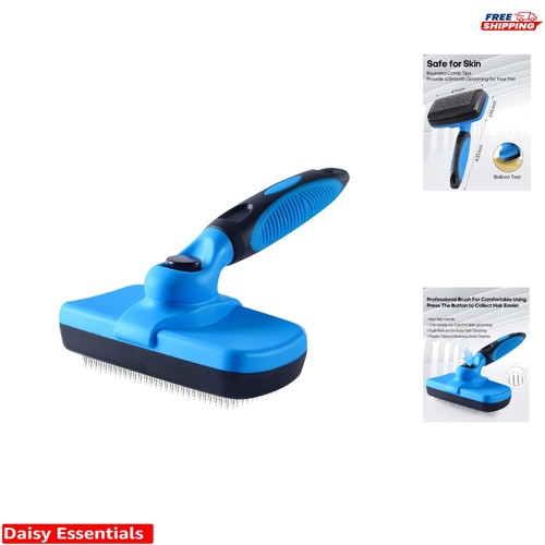 Innovative Self-Cleaning Grooming Brush for Effortless Shedding Control, Blue