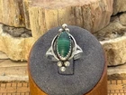 Vintage Navajo Native Sterling Silver Malachite Beaded Ring Sz 7.25--1299.26