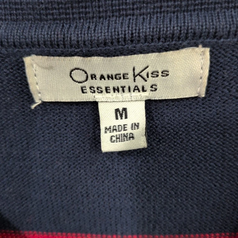 Camisa polo de rugby para mujer mediana recortada azul blanco a rayas manga larga de gran tamaño Foto 2 de 4