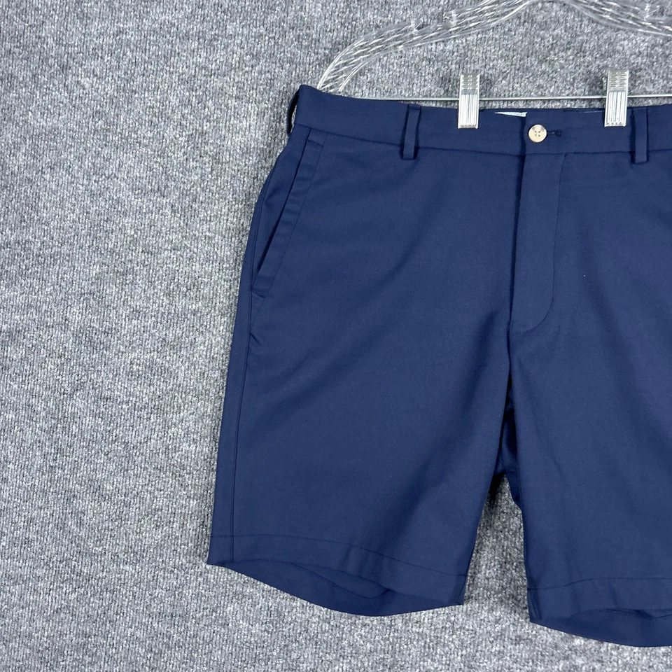 Peter Millar 高尔夫短裤男式 33 海军蓝性能 100% 聚酯纤维斜纹布 — 第 3/4 张图片