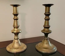 Vintage Set of 2 Rostand Brass Candlestick Holders 8" Tall