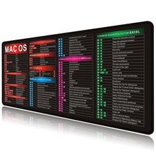 MAC OS Shortcut Key Mouse Pad-Cheat Sheet Desk Mat XX-Large, Black macos