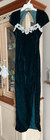 Vintage Roberta of Ca Green Velvet Maxi Dress, Size 7/8, Euc