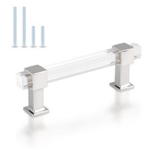 Knobelite 25 Pack Cabinet Pulls Square Acrylic Tube 3-1/2 Inch Hole Center