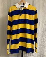 Polo Ralph Lauren Rugby Long Sleeve Shirt - Yellow Blue Striped Size L - NEW