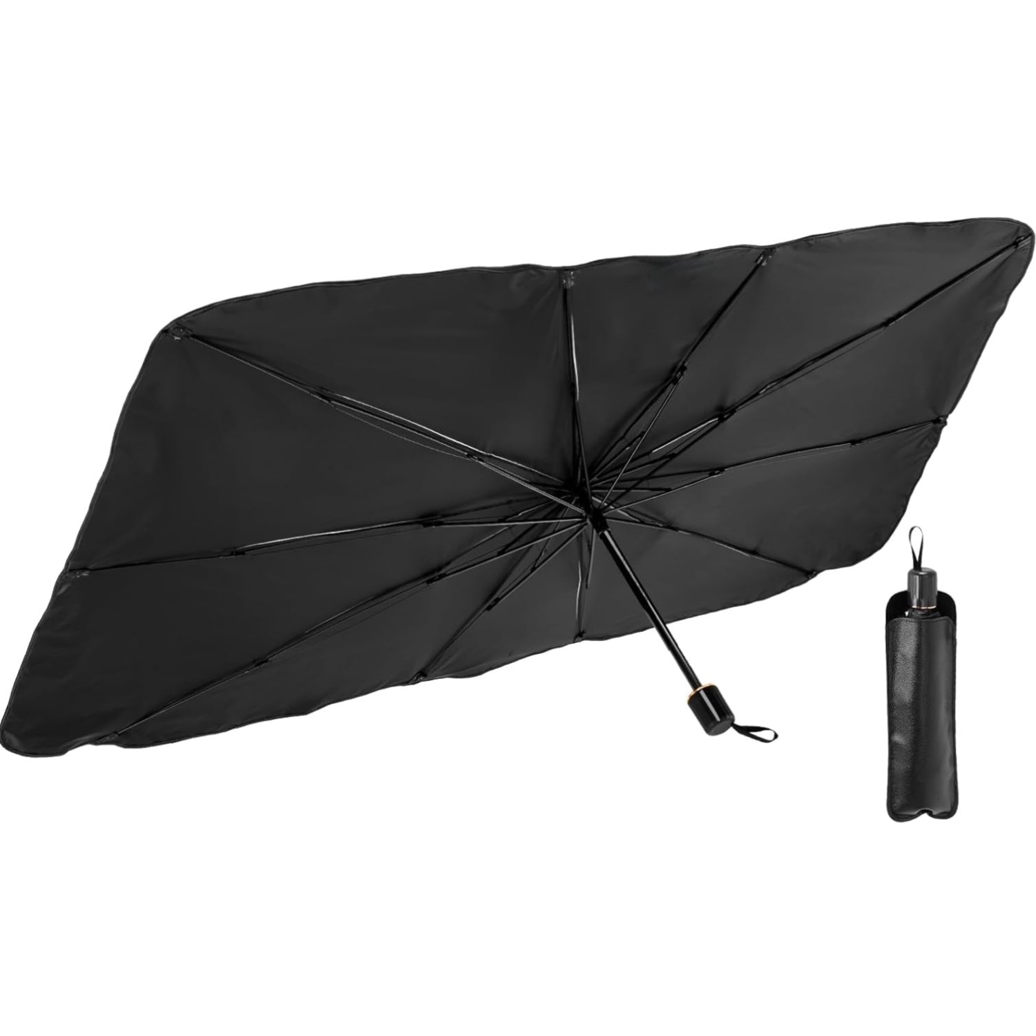 Pare soleil voiture parapluie 140x80cm isolant thermique premium avec structure renforcée noir