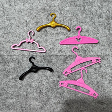 Doll Clothes Hangers Lot of 6 Barbie Size Pink Gold Black Accessories