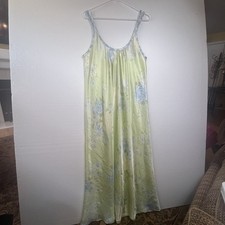 Oscar de la Renta Pink Label Mint Green Floral Chemise Nightgown Medium Vintage