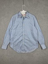 Robert Graham Men  s L Light Blue Striped Polka Dot Flip Cuff Button Shirt Cotton