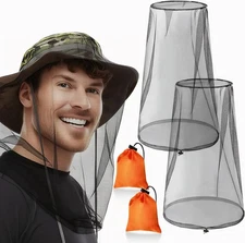 2 Pack Mosquito Head Nets with Drawstring - Ultra Large & Extra Long, Premium Br