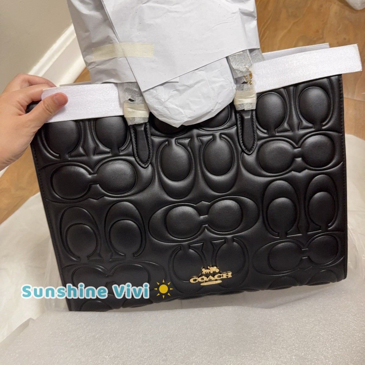 COACH / トートバッグ/レザー/NVY/F76701 NWT Coach Large Maggie Tote Bag Blocked Signature Leather CY672