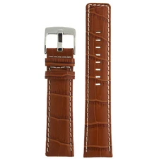 Watch Band Leather Brown Sport Model Alligator Grain White stitching 18mm -26mmm