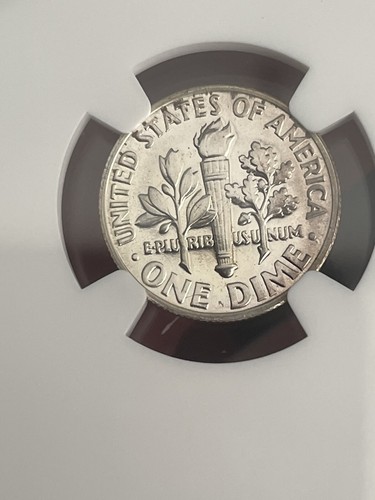 1955 ROOSEVELT SILVER DIME - NGC PF66 - TONED REVERSE BORDERLINE CAMEO - Picture 4 of 5