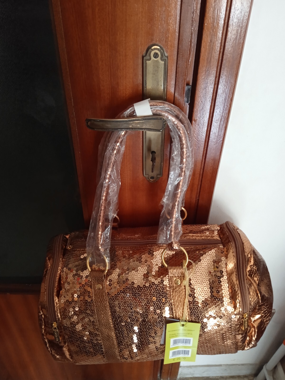 Borsa da spalla bronzo con paillette Carpisa donna