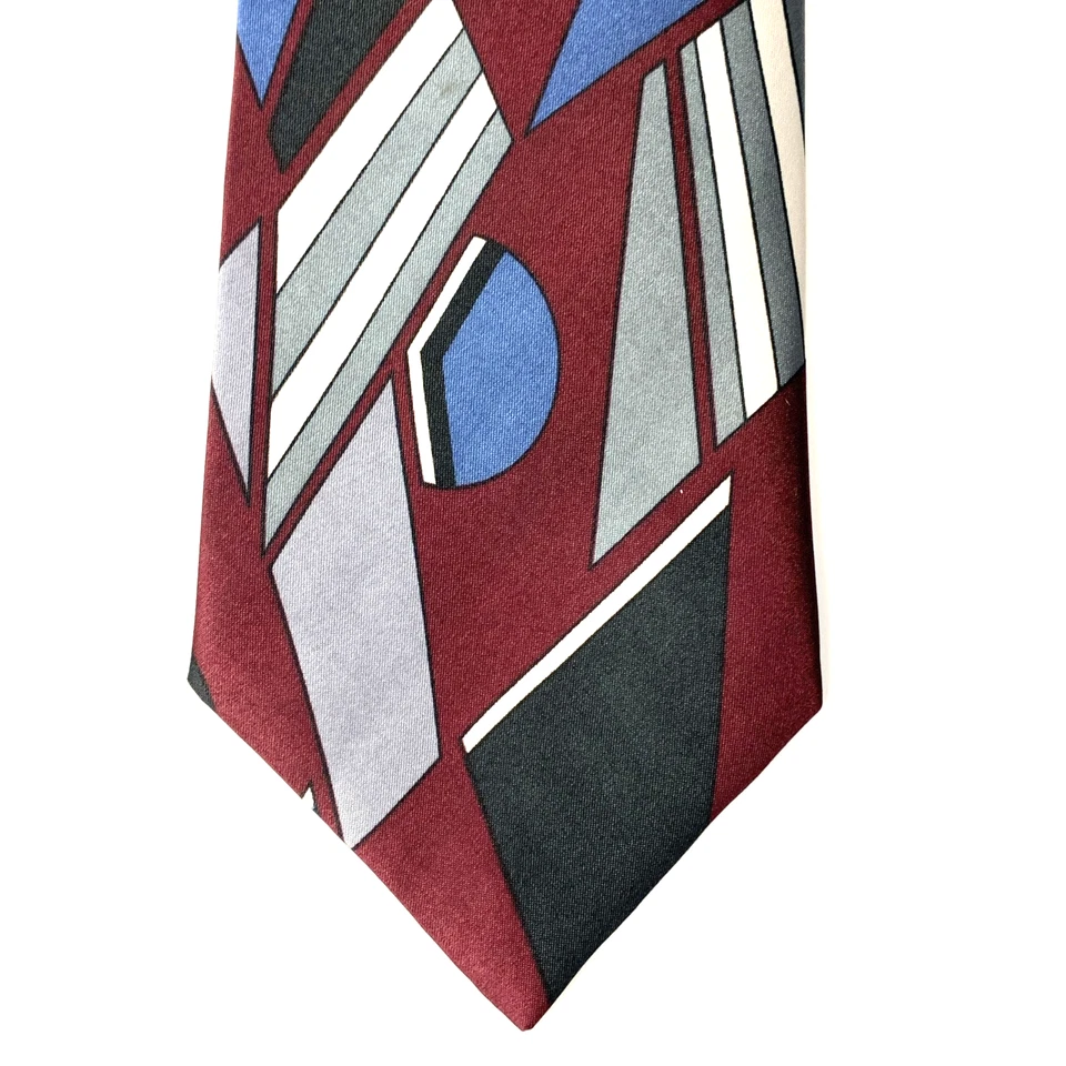 Corbata diseñada por WALTER KELLY para hombre 3,75" x 56,5" azul granate negro gris abstracto Foto 2 de 4