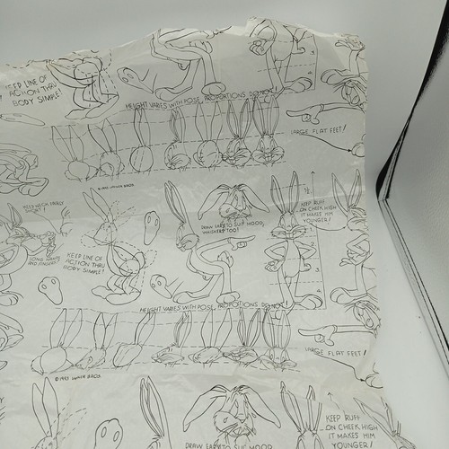Bugs Bunny Sketch Art 1993 Warner Bros. Vintage 3 Sheets How to Draw - Picture 6 of 19