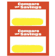 BULK CASE OF 2,000 Compare the SAVINGS PRICE TAGS SIGNS CARDS