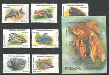 Malagasy Madagascar 1994 year , set & block mint MNH  fish