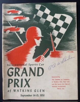 1951 Grand Prix Of Watkins Glen Program Car Racing F1 Formula One  Phil Walters