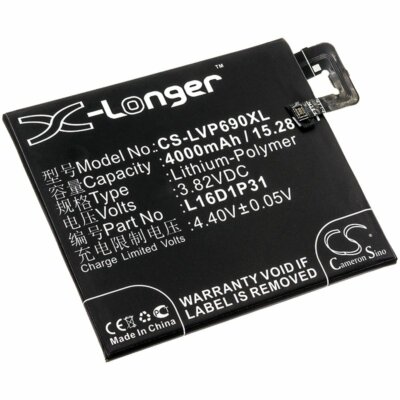 4000mAh Battery For Lenovo PB2-690N,Phab 2 Pro,Phab2 Pro;P/N:L16D1P31