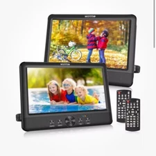 WONNIE 10.5" Two DVD Players Dual Screen for Car Portable CD Trip Strap