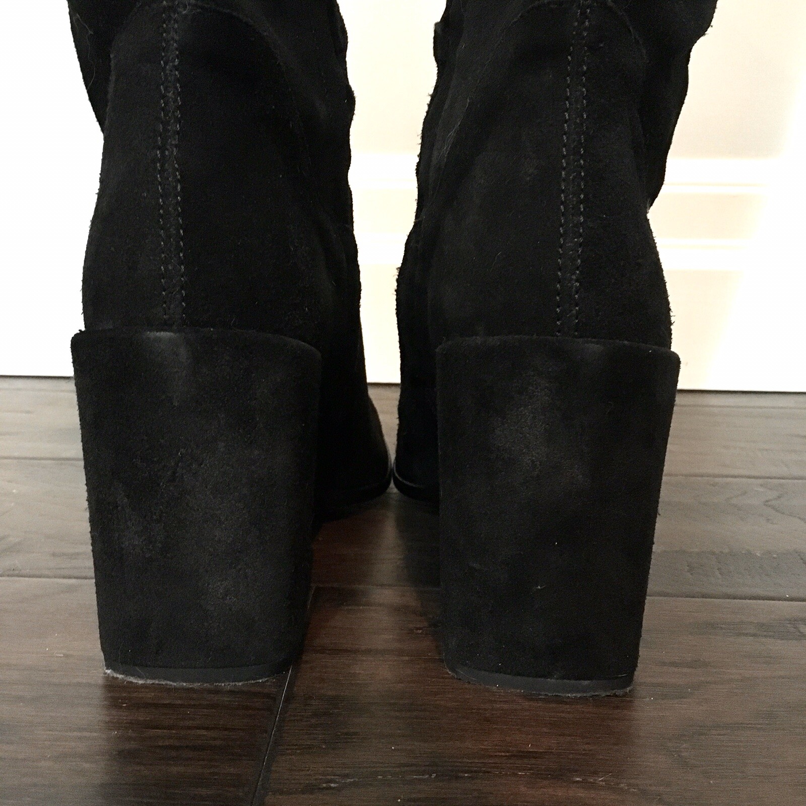 Blogger Fave!  Zara Suede Over The Knee Black Block Heel Boots *Sold Out!* 9.5 image 6