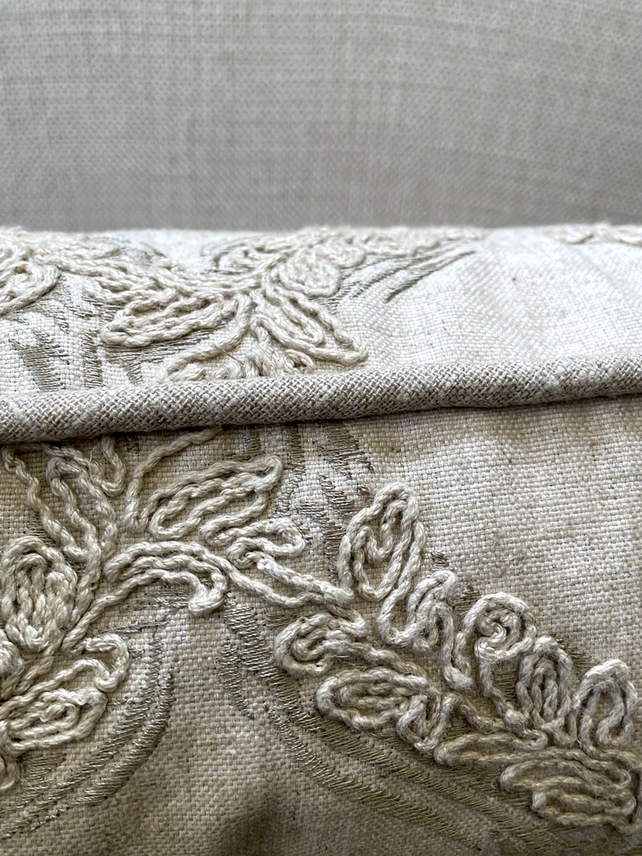 Set Of 2 - Cream Floral Throw Pillows 22x20 in - Image 2 of 2