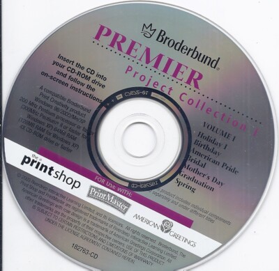 Broderbund Premier Project Collection I CD for use with PrintShip & Print Master