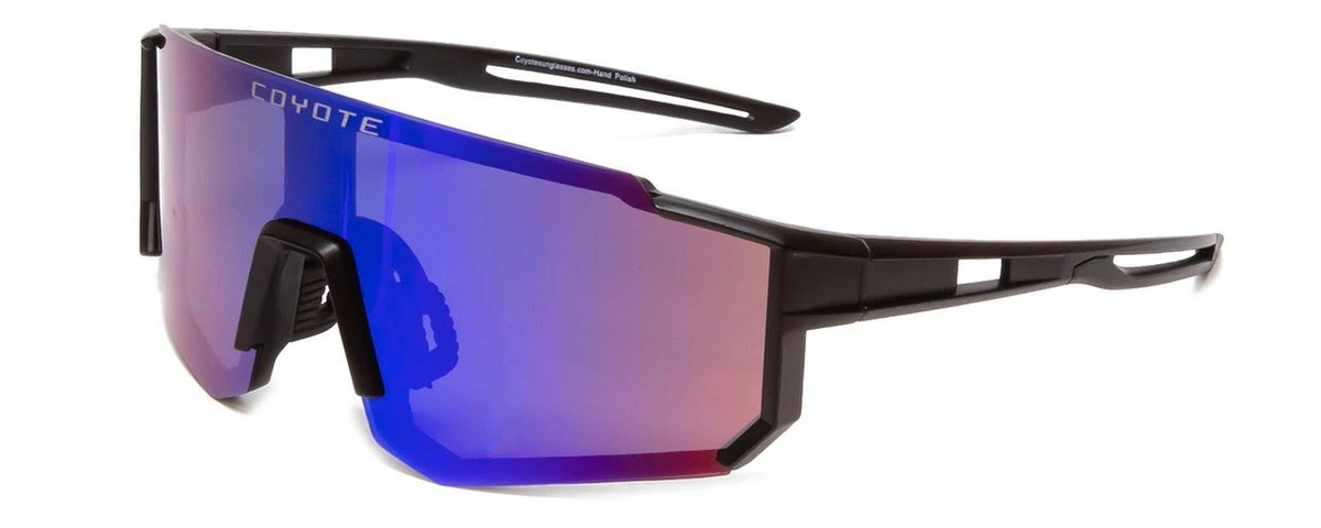 Coyote Cobra Sport Shield Polarized Sunglasses in Black Grey/Purple Mirror  135mm