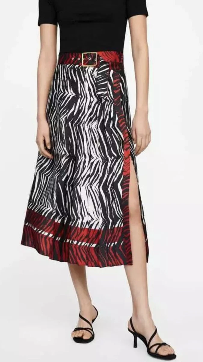 Zara red 2025 zebra print skirt