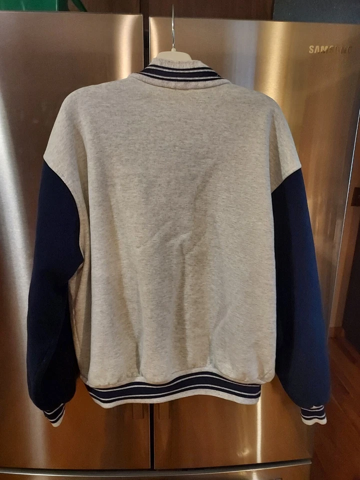 Chaqueta Universitaria Vintage Años 90 Fruit of the Loom Super Algodón Azul/Gris Talla XL, EXCELENTE Foto 3 de 4