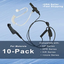 10x Acoustic Tube PTT Earpiece for Motorola Radios NNTN8459, XPR7550e MTP850 